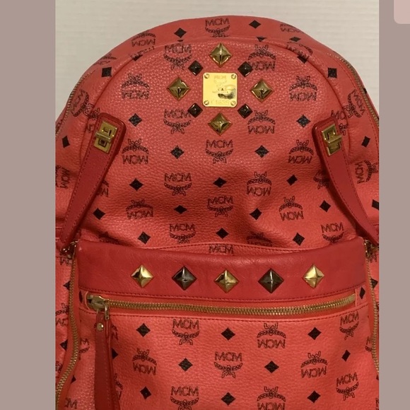 MCM Red Dual Stark Visetos Backpack main image 9